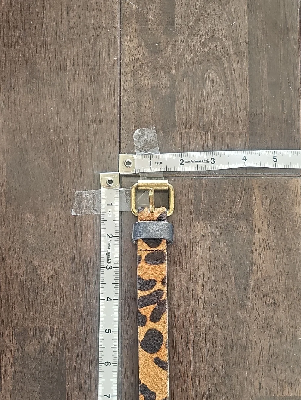 Leopard Print Skinny Belt - Tan & Black - Picture 3 of 6